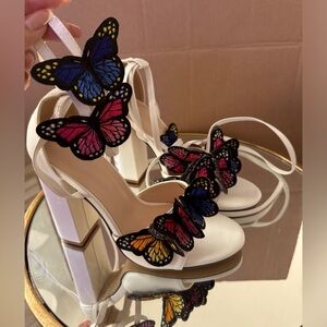 , Strappy Sandals, Butterfly Strappy Wedge Sandals, Chunky High Heel